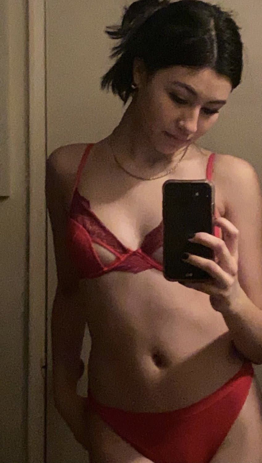 ASIAN Goth Girl in Calvin Klein Panties LEAKED! Nudes included! Fap to her submissive body!