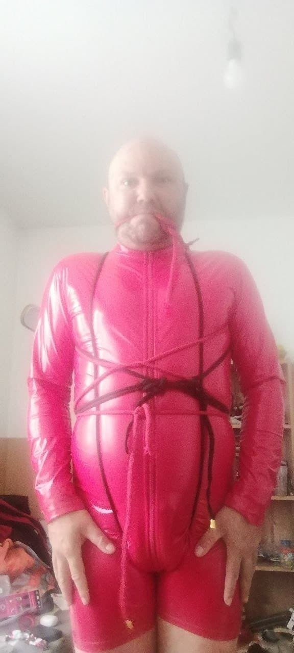 PigSlaveAndy in Latex Bondage
