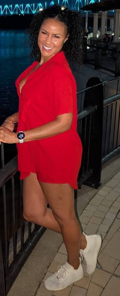 Sexy slut black wife has a hot mom bod.  She smiles as she waits for your hot load facial