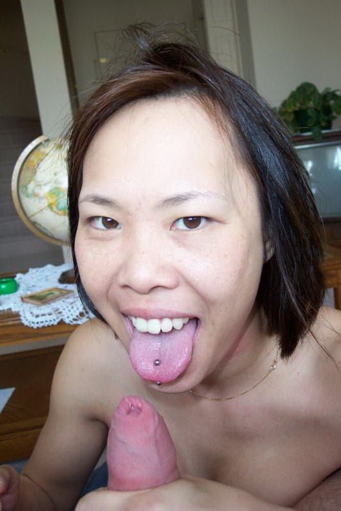 Asian wife Innocent and naive to full on tongue pierced cum facial webslut.