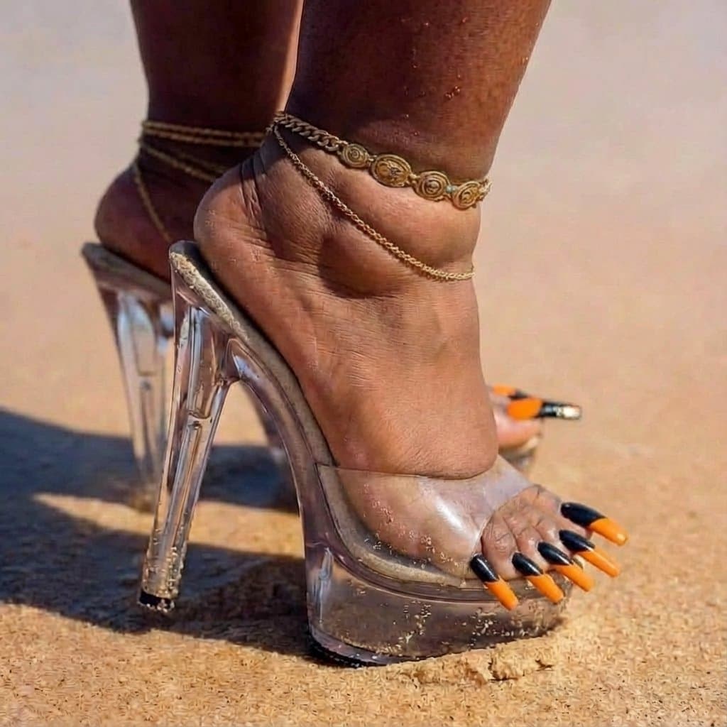 BBW Ebony feet toes long nails xxx