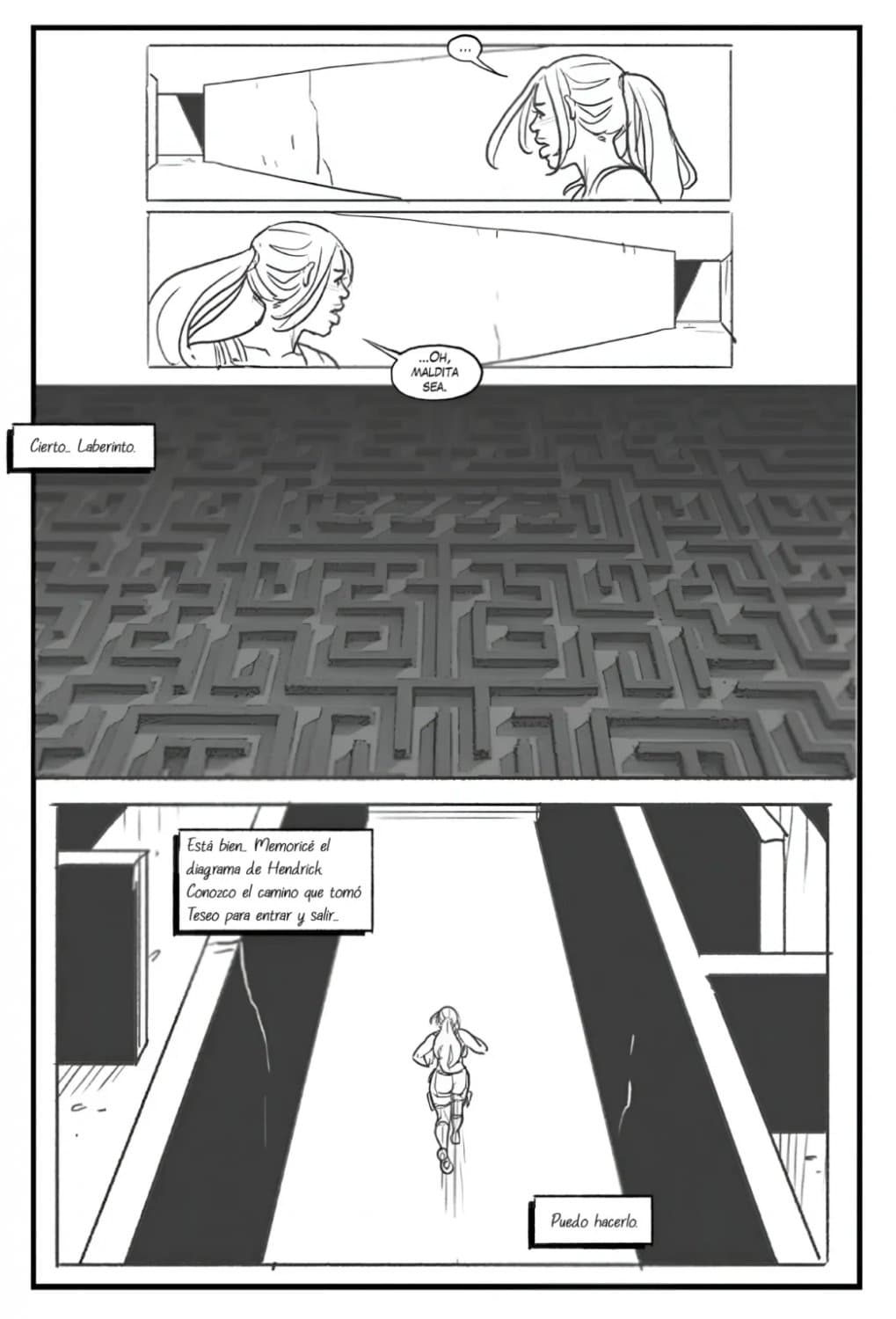 [comic] Lara Croft in the labyrinth of the minotaur (english - español)