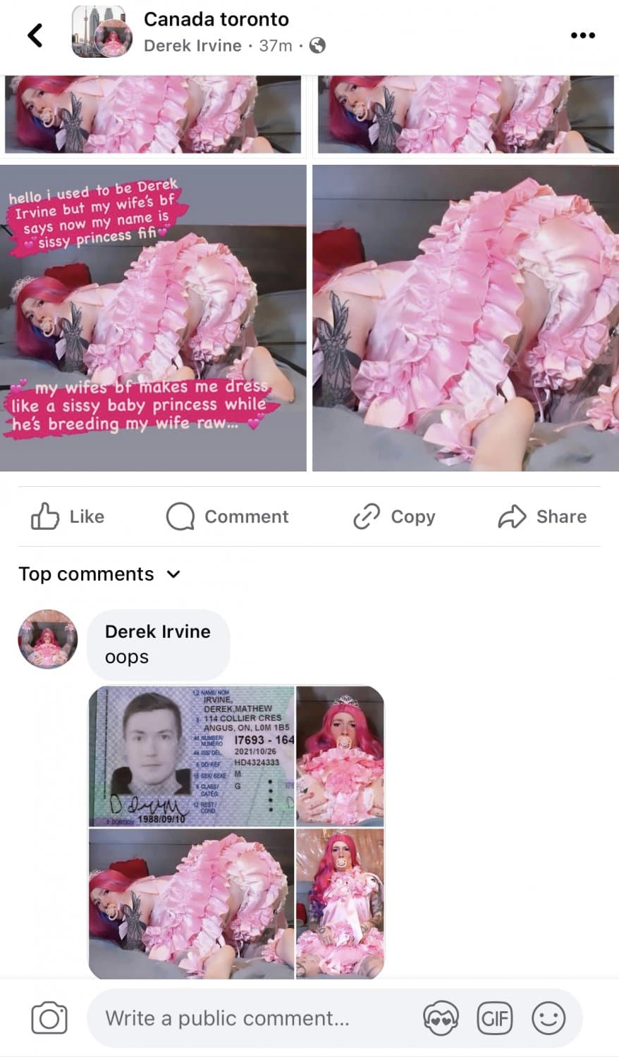 36 Year Old Sissy Slave bitch Derek Leaked Humiliation