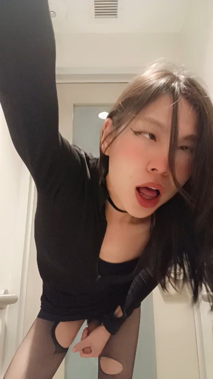Femboy masturbating in school bathroom, wishing someone can fuck me into a drooling ahegao whore