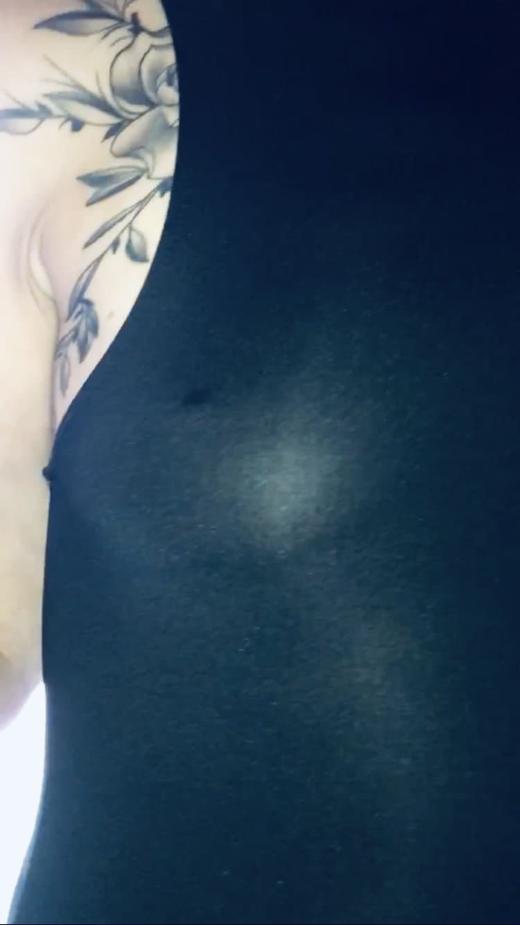 Uk petite milf bra less wearing sheer see through vest English biker milf tattoos