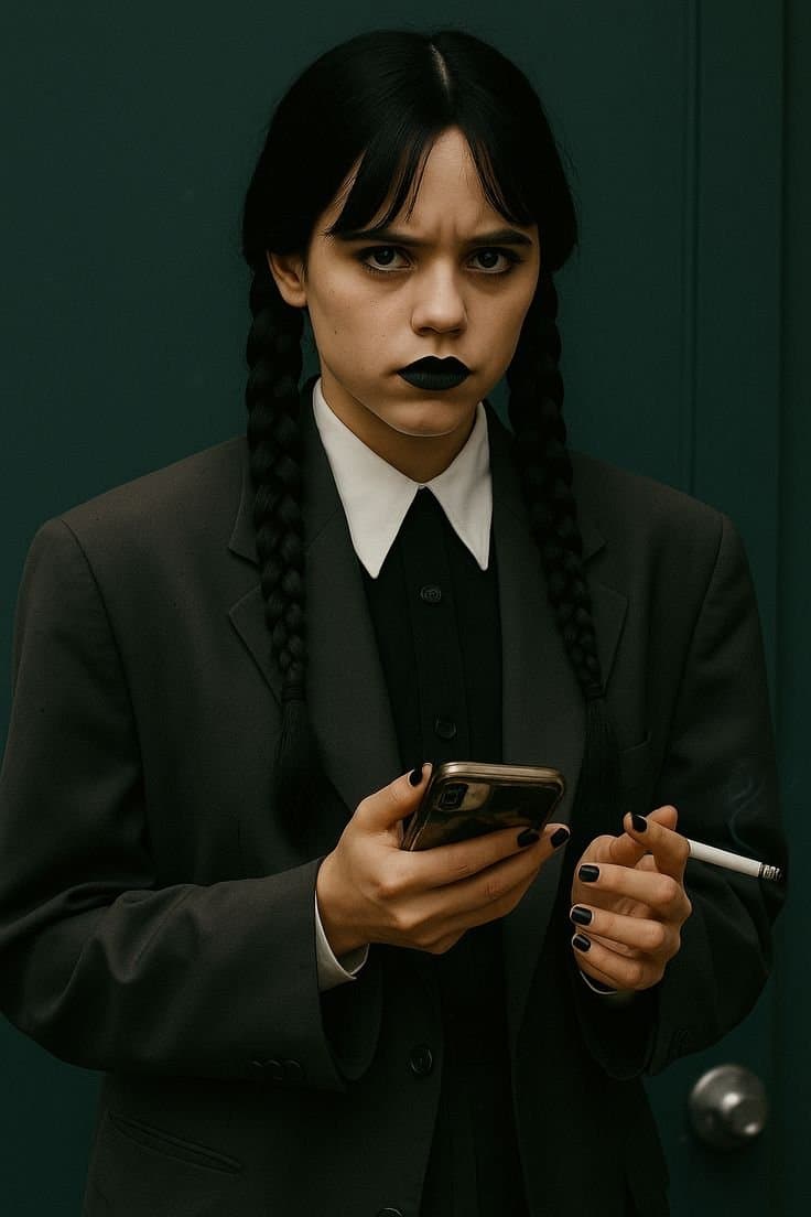 Jenna Ortega as Wednesday addams smoking