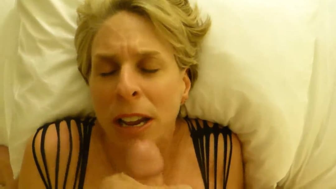 Eat that cum you fucking cum slut! #cumslutbeth swallows a big load like a whore after a cum facial
