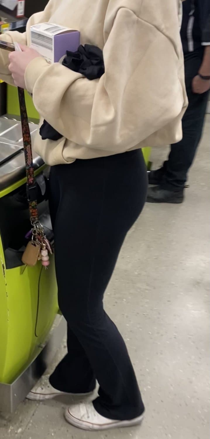 Perfect ass in black tight pants