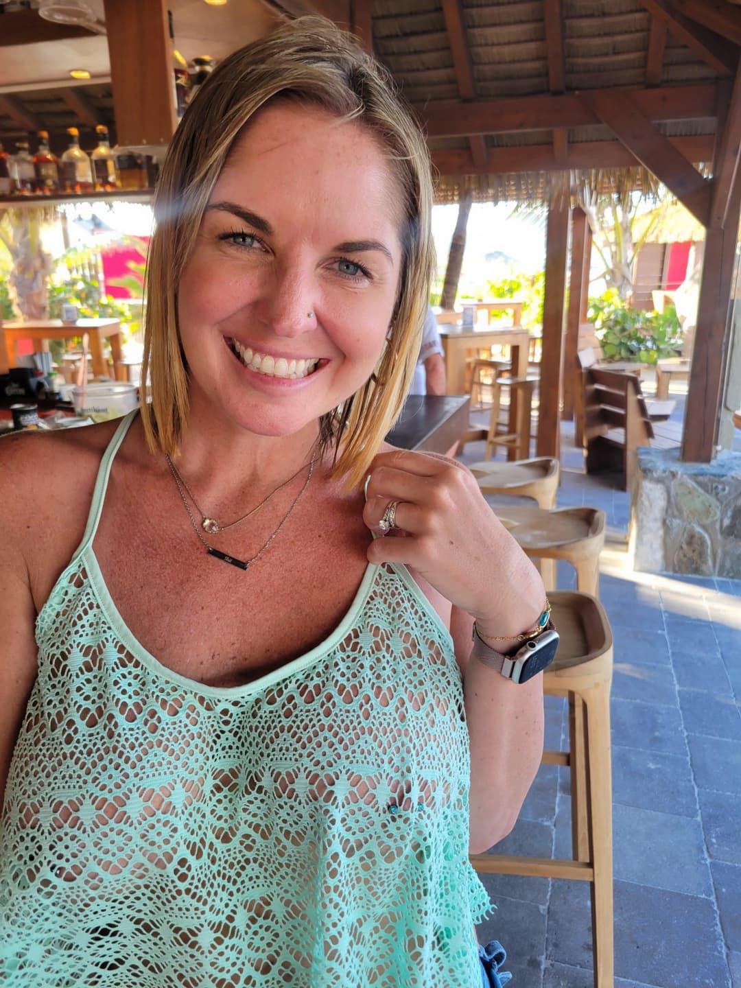 Some busty pierced braless woman ???