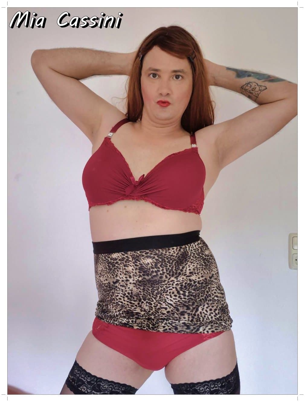 Red Lingerie and Miniskirt