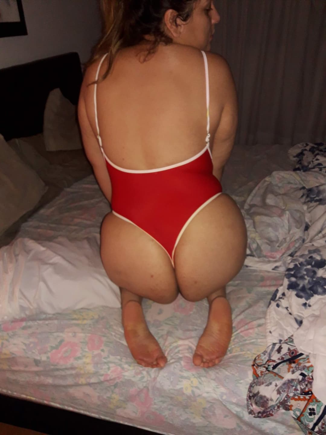 Hot Wife in Red Thong Big Butt BBW big ass PAWG Curvy Wife