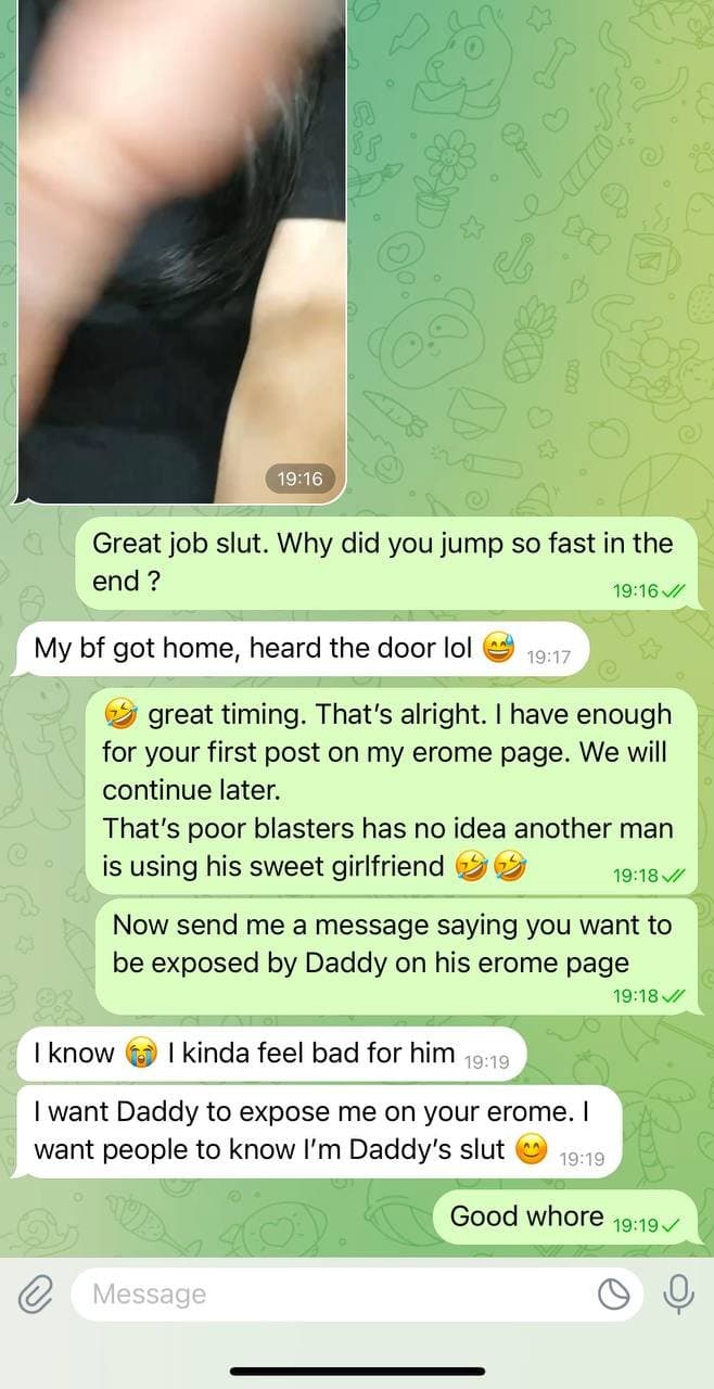 New cheating slut used and almost caught by bf at the end