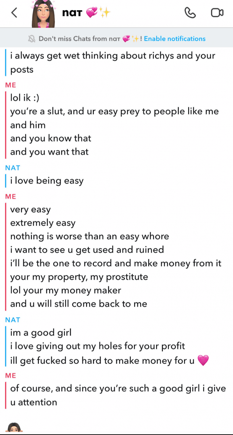 (TEMPORARY) Nathaly Edwards is now a complete and RUINED Snapchat webwhore, add her!!