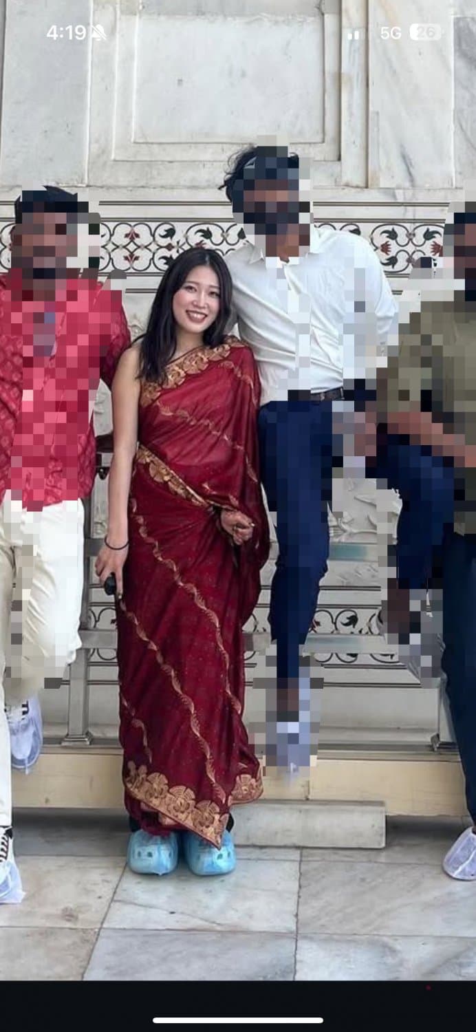 Cute Japanese Girl shows feet in India loves Indian Men
