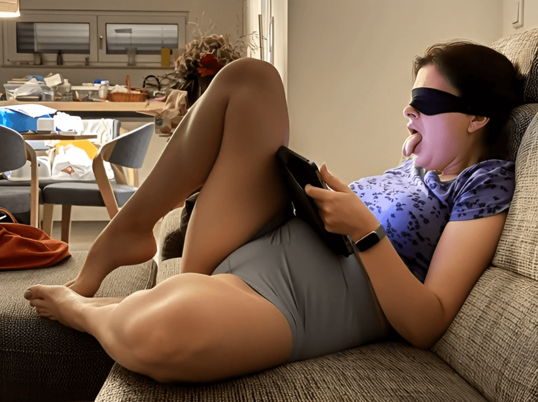 Wife teasing with Blindfold and Tongue