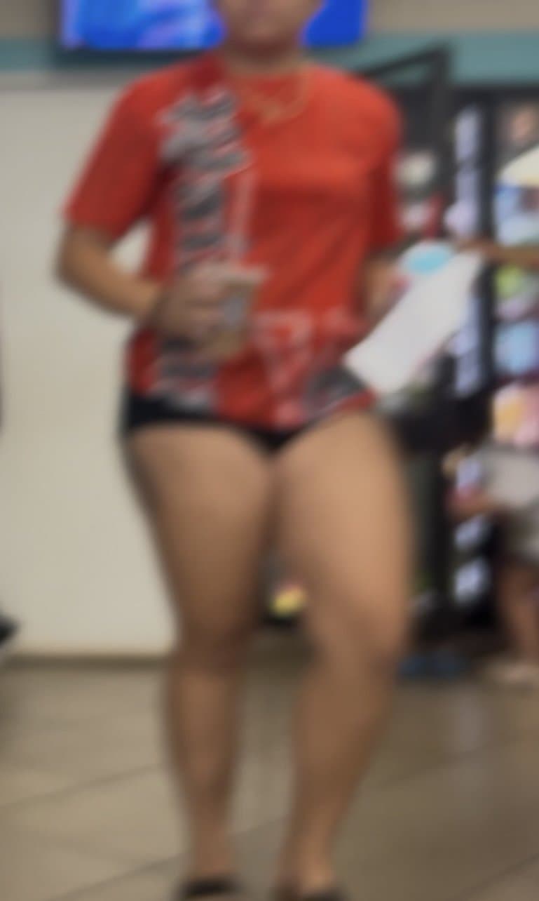 Thick Asian in short tights. Has fat pussy print and thick ass. Not OC