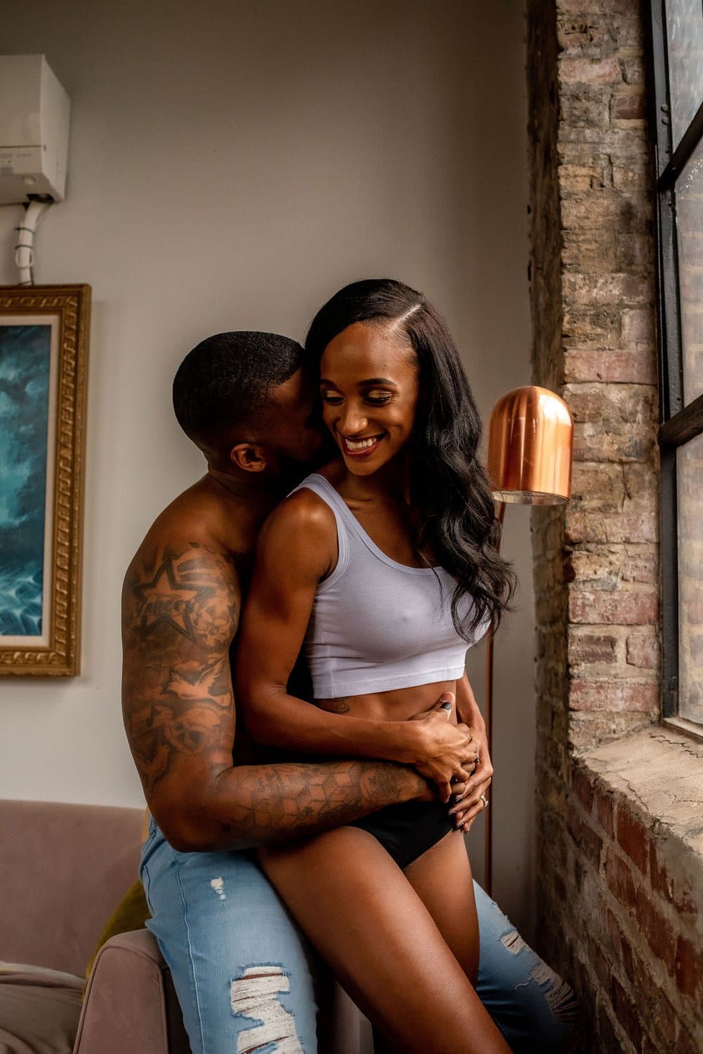 Fitness Couple having fun dark nipples