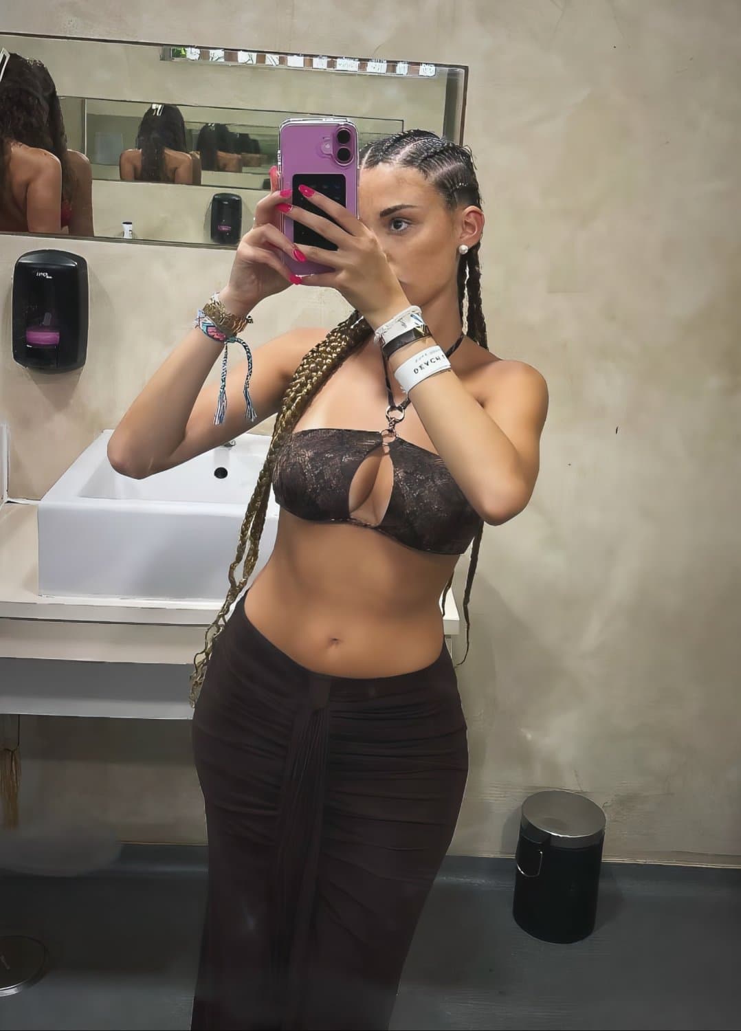 Pretty brunette slut on tiktok likes to show off by twerking with her bouncy boobs or in a swimsuit