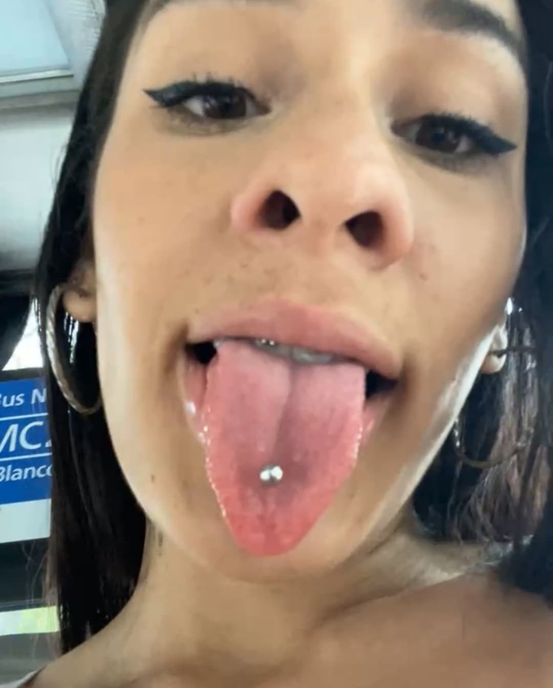 Cute Colombian at a bus squirting