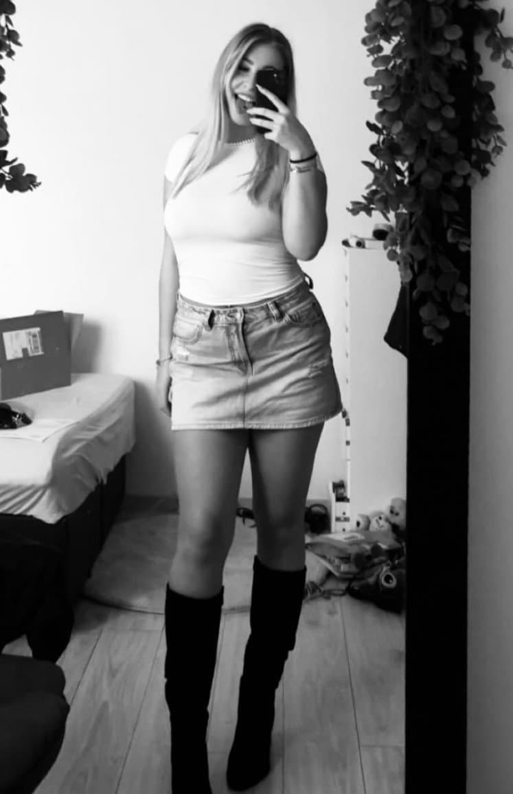 Blonde hair blue eyed curvy IRL Csenge likes to pose and show off her slutty full figured body