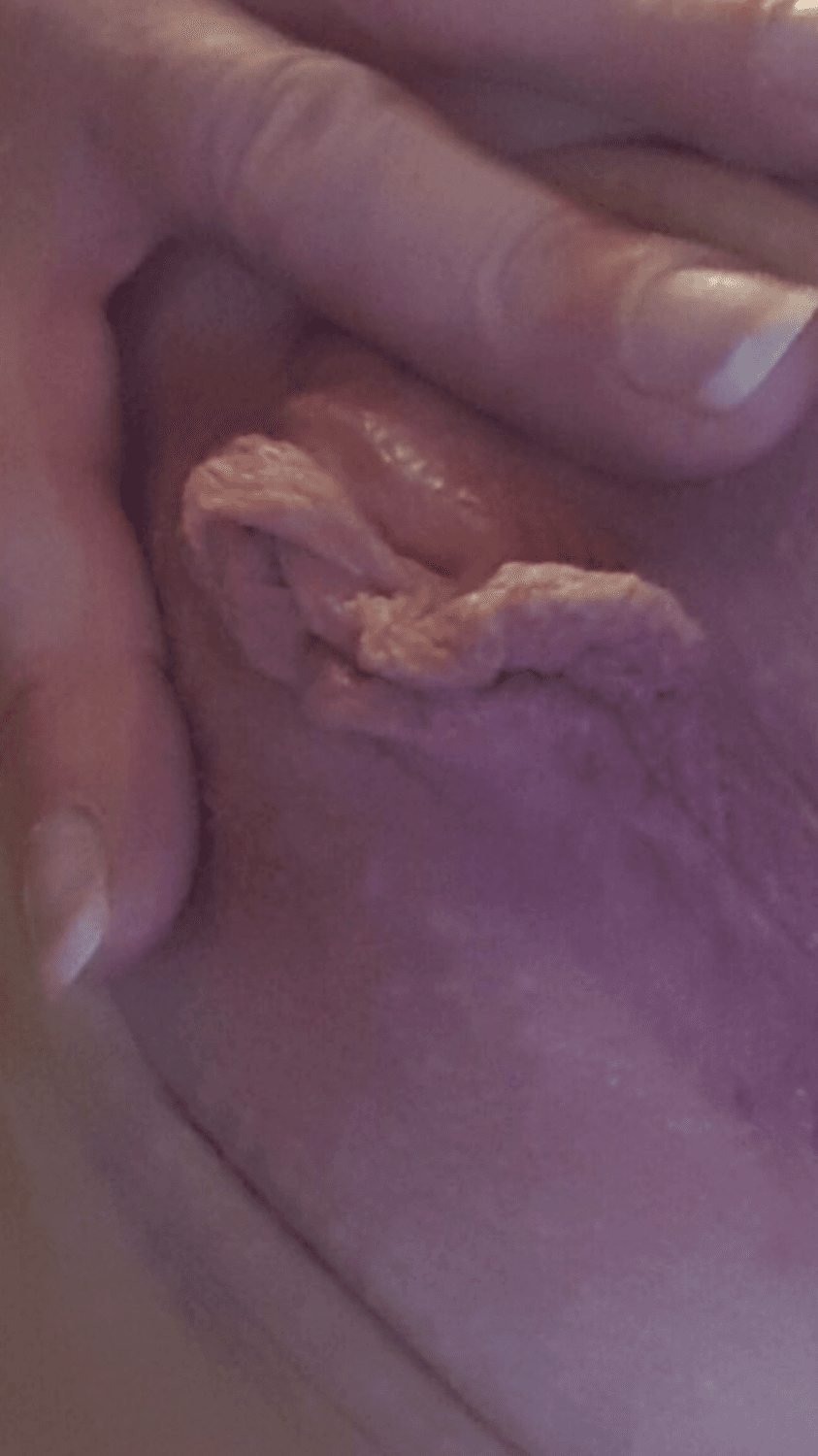 Ginger MILF shows her meaty cunt to her boyfriend. Meaty ?