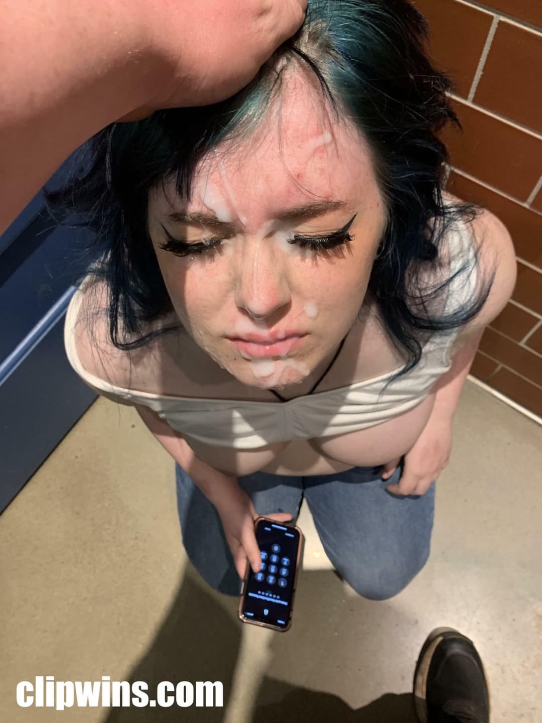 big tits cutie covered with his cum