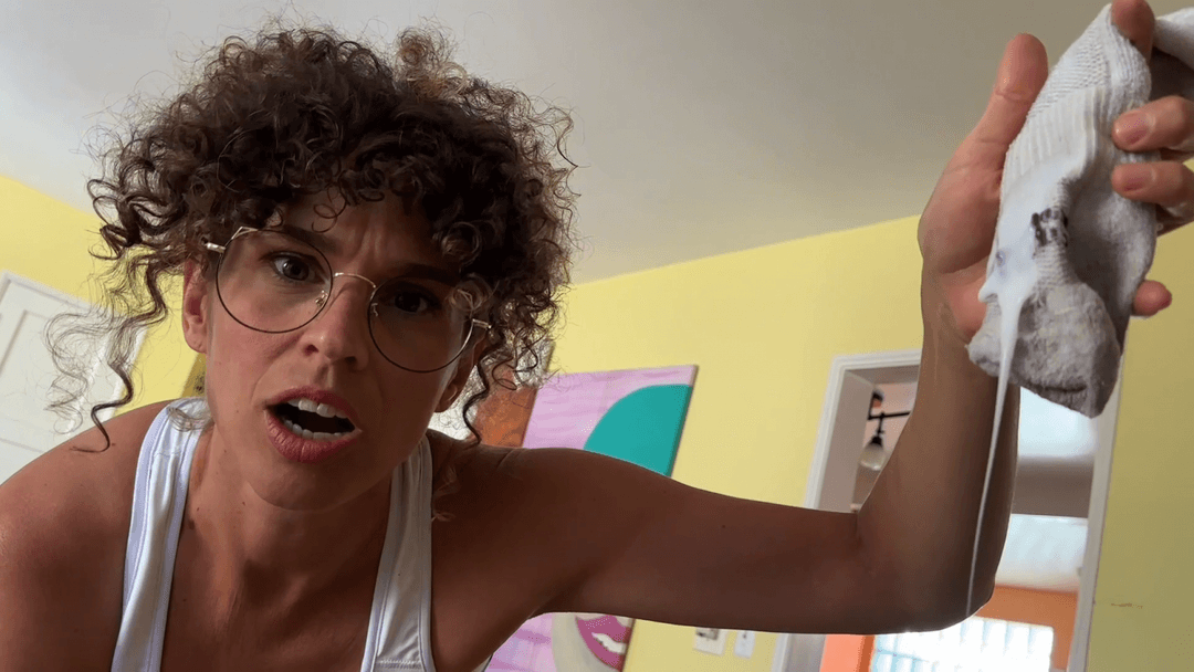 When mom finds her son’s cum sock.. she wants him to use her pink sock instead!