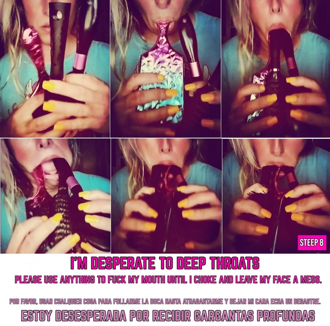 This Blonde Sissy takes 3 Toys at once for DeepThroat - Ahegao Face & Anal Fucking