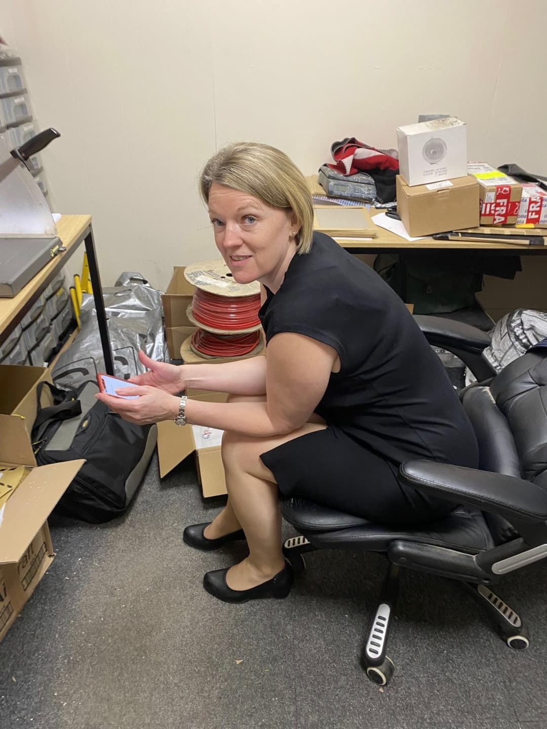 Secretary likes to pose for her boss