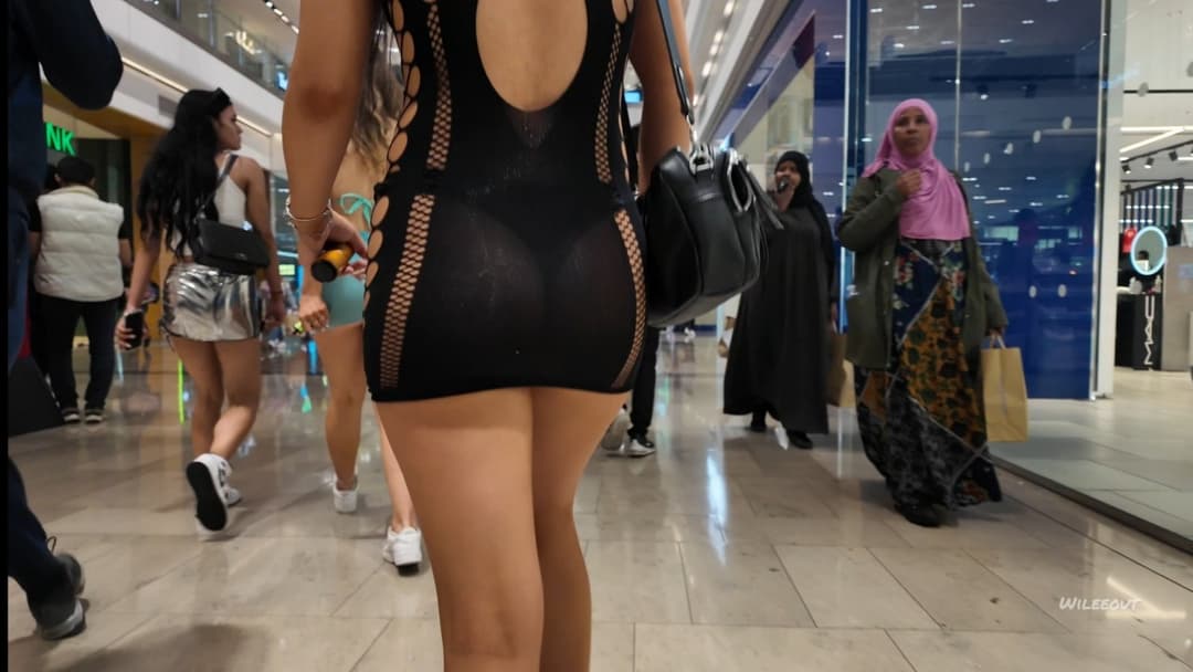 Blonde chick in short skirt ...riding up