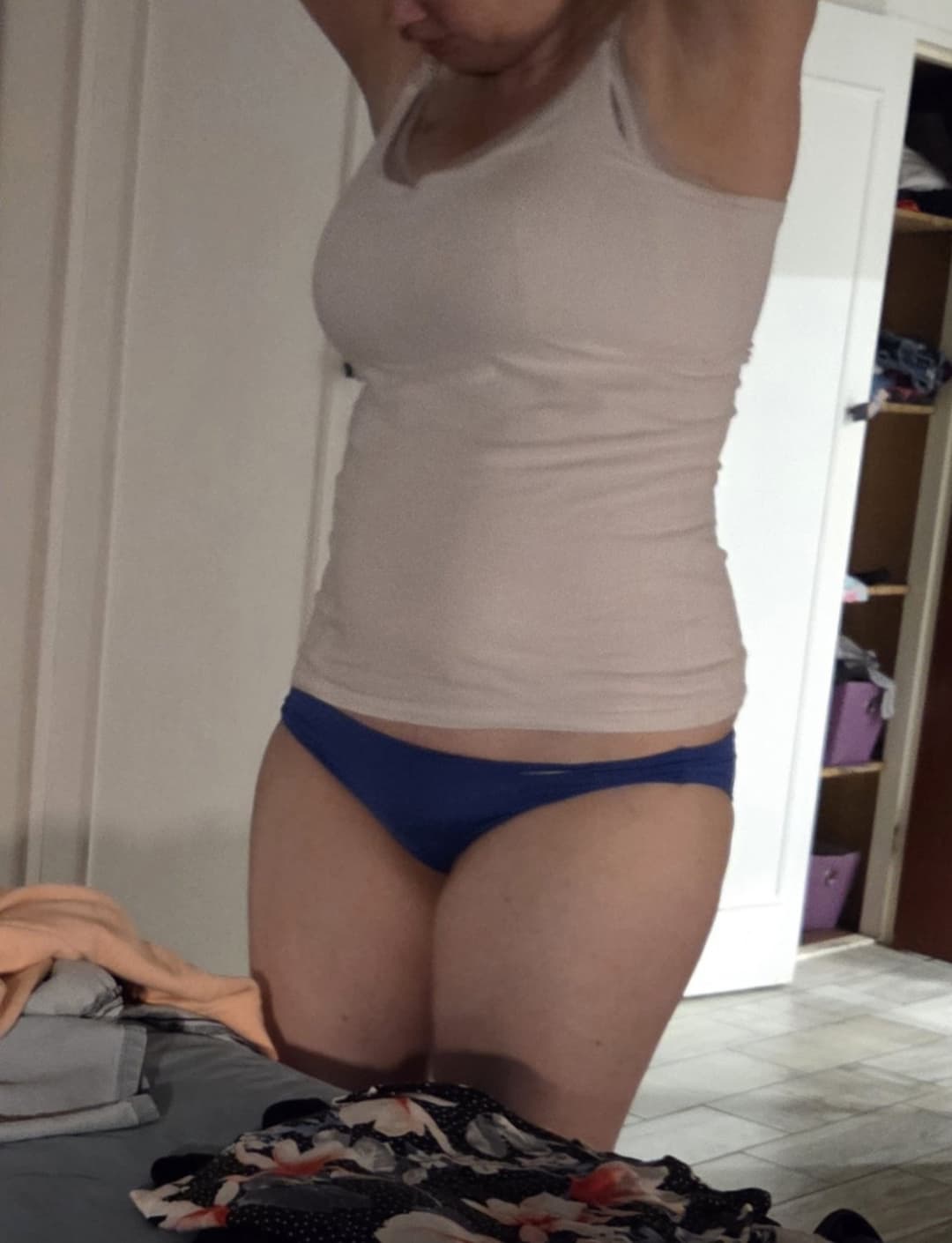 Spy hot wife in blue and black panties