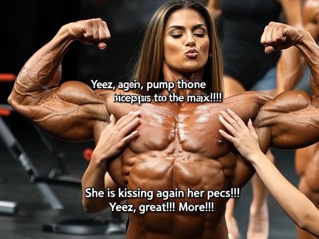 Click to view full size The naked bodybuilding show now is turning to a wild lesbian muscle orgy