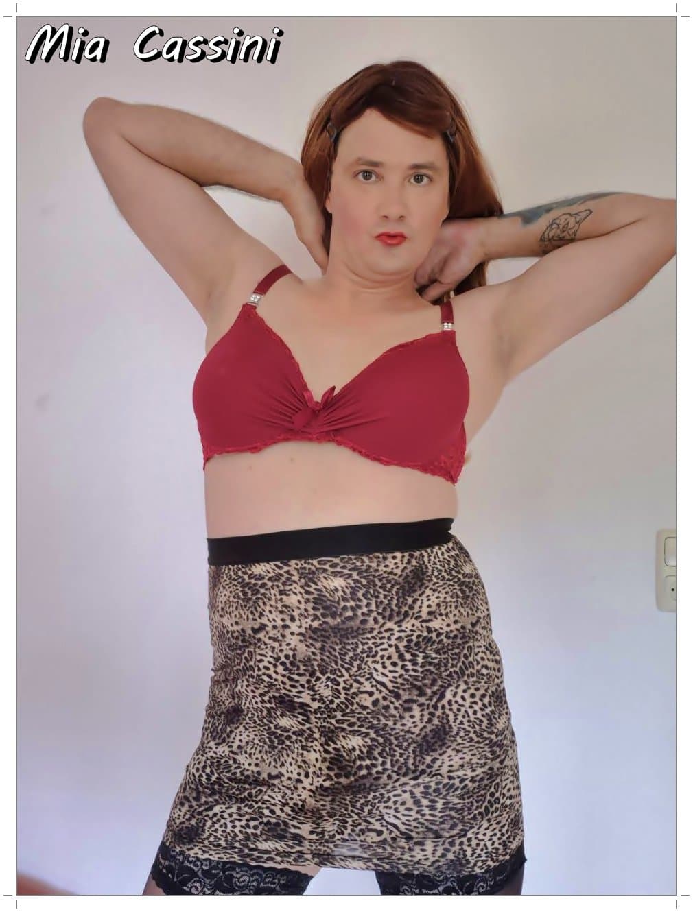 Red Lingerie and Miniskirt