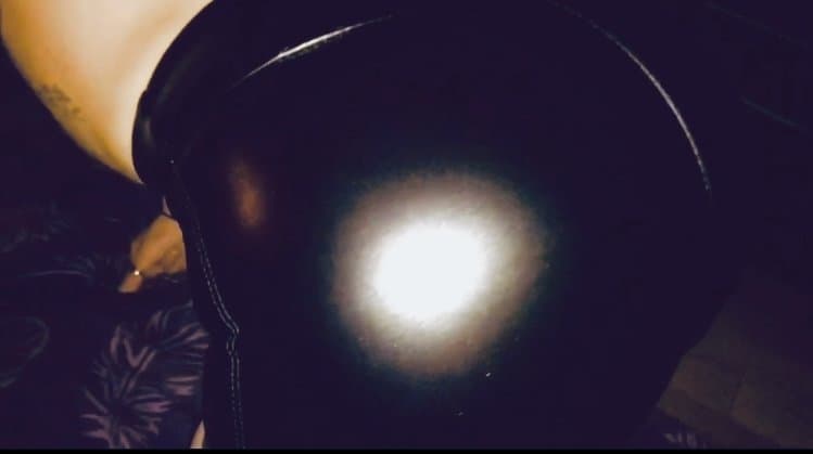 Petite 45 English wife milf posing in black pvc hot pants