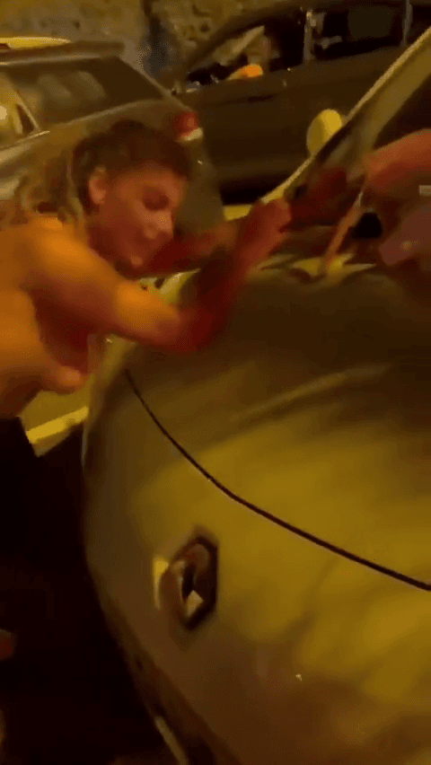 College slut fucks big dick in public street traffic for everyone to see car sex tape amateur real