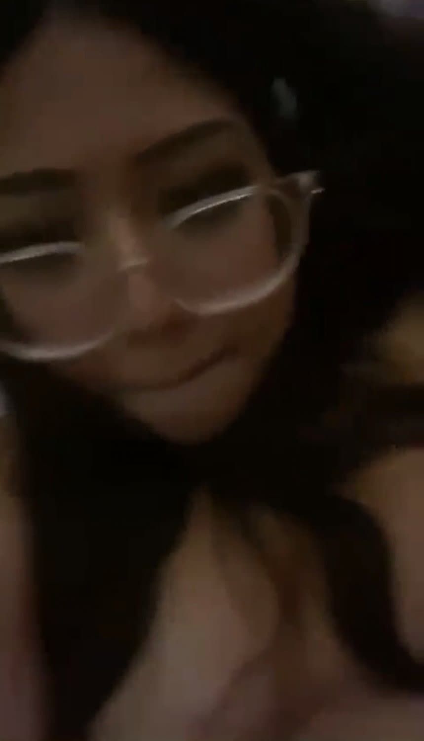 cute nerdy teen playing with her cute pussy