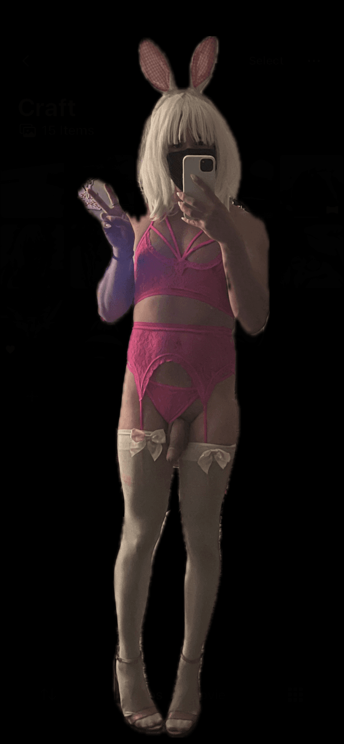 Amateur crossdresser sissy playing with nails and lingerie on