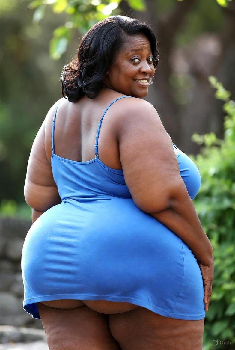 FAT BOOTY Grannies in Tight Blue Dress AI
