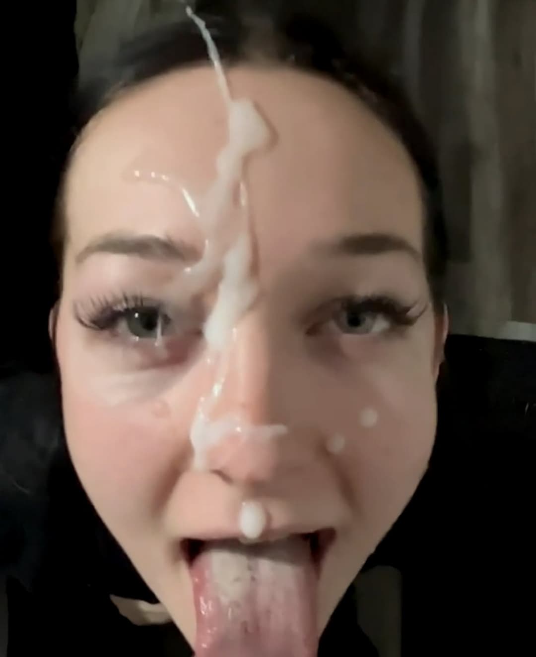 Slutty girlfriend loves getting her face cum covered