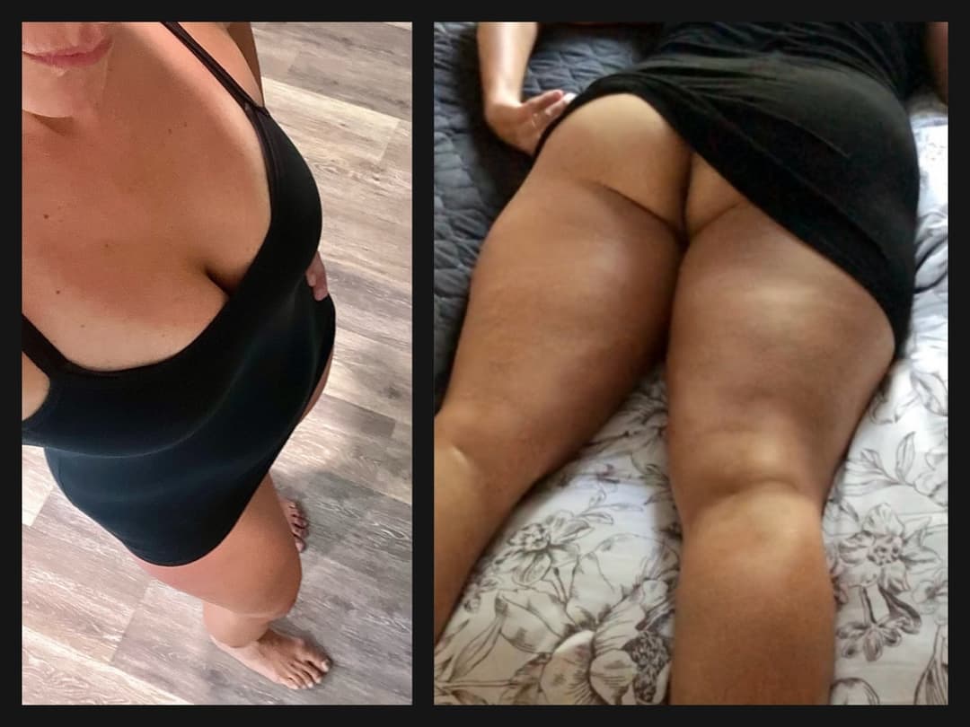 My 44yr old hotwife Adriana in her little black dress with no bra and no panties underneath ?