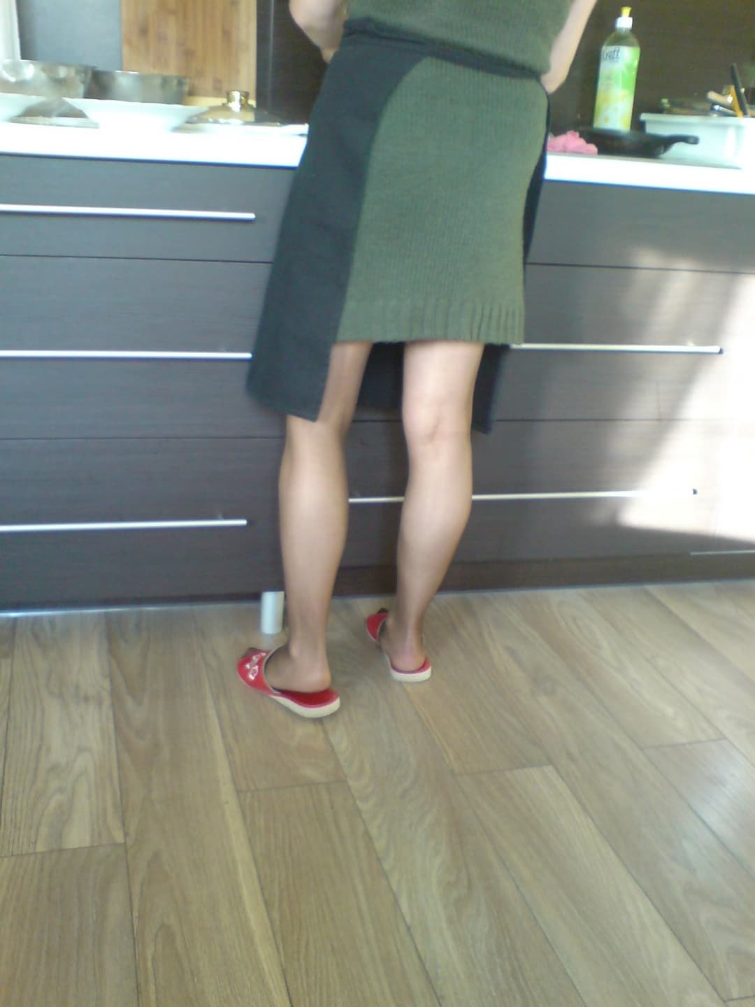 My mom legs in nylon