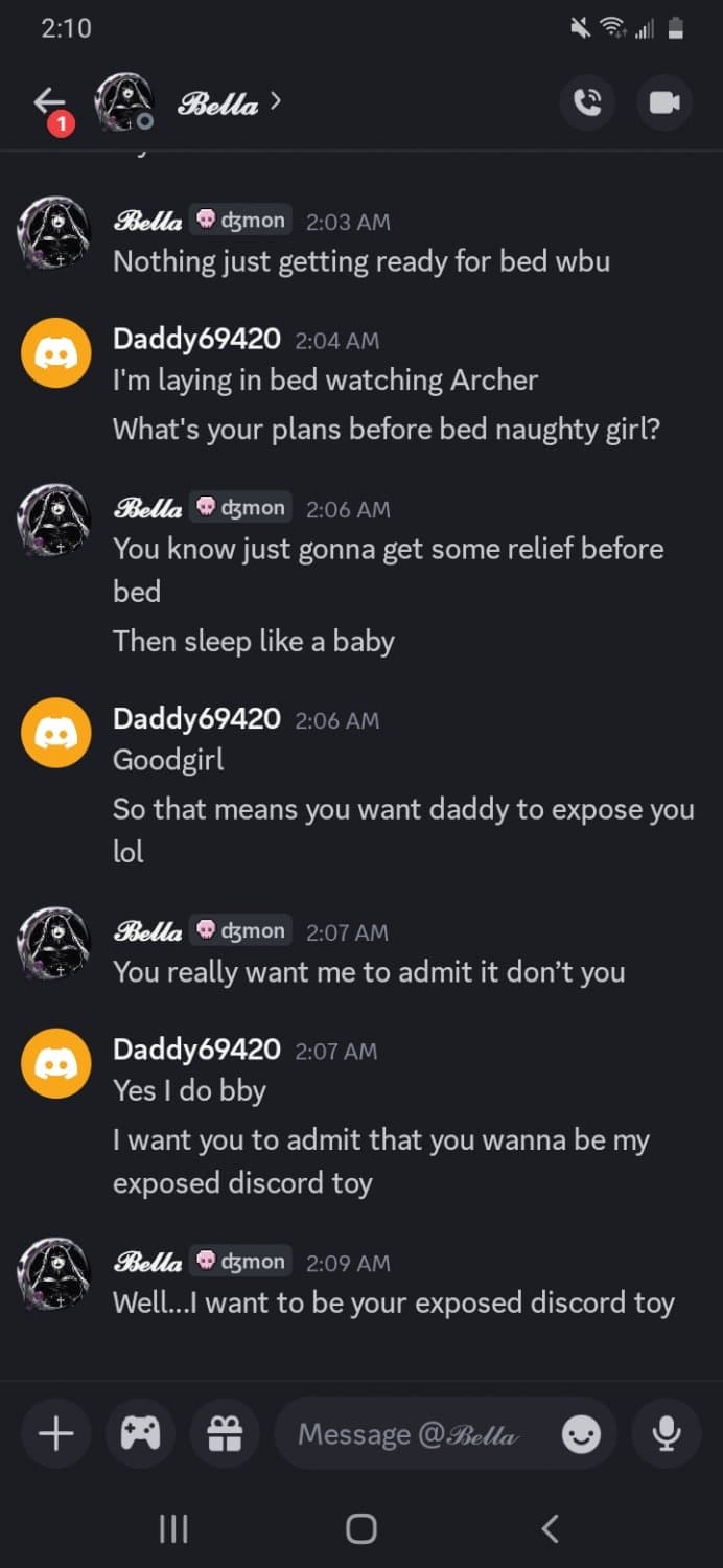 Exposing chats with my discord toy slut that I am breaking in her bf doesnt know lol