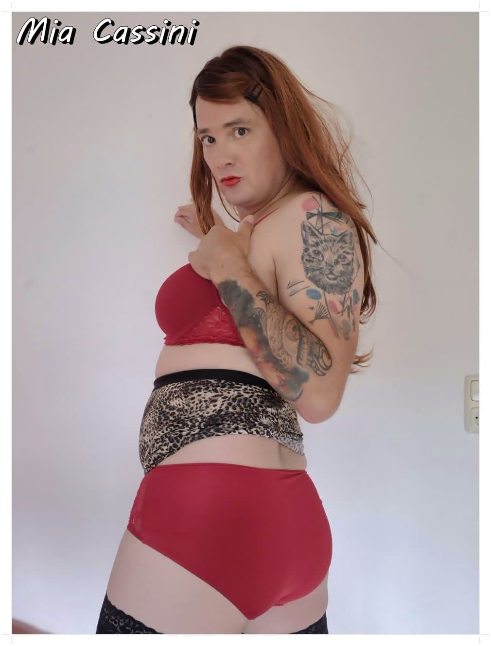 Red Lingerie and Miniskirt