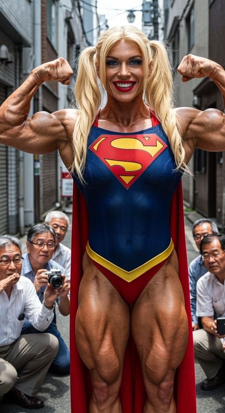 Supergirl at Tokyo! Supergirl em Tokyo! Female Muscle!