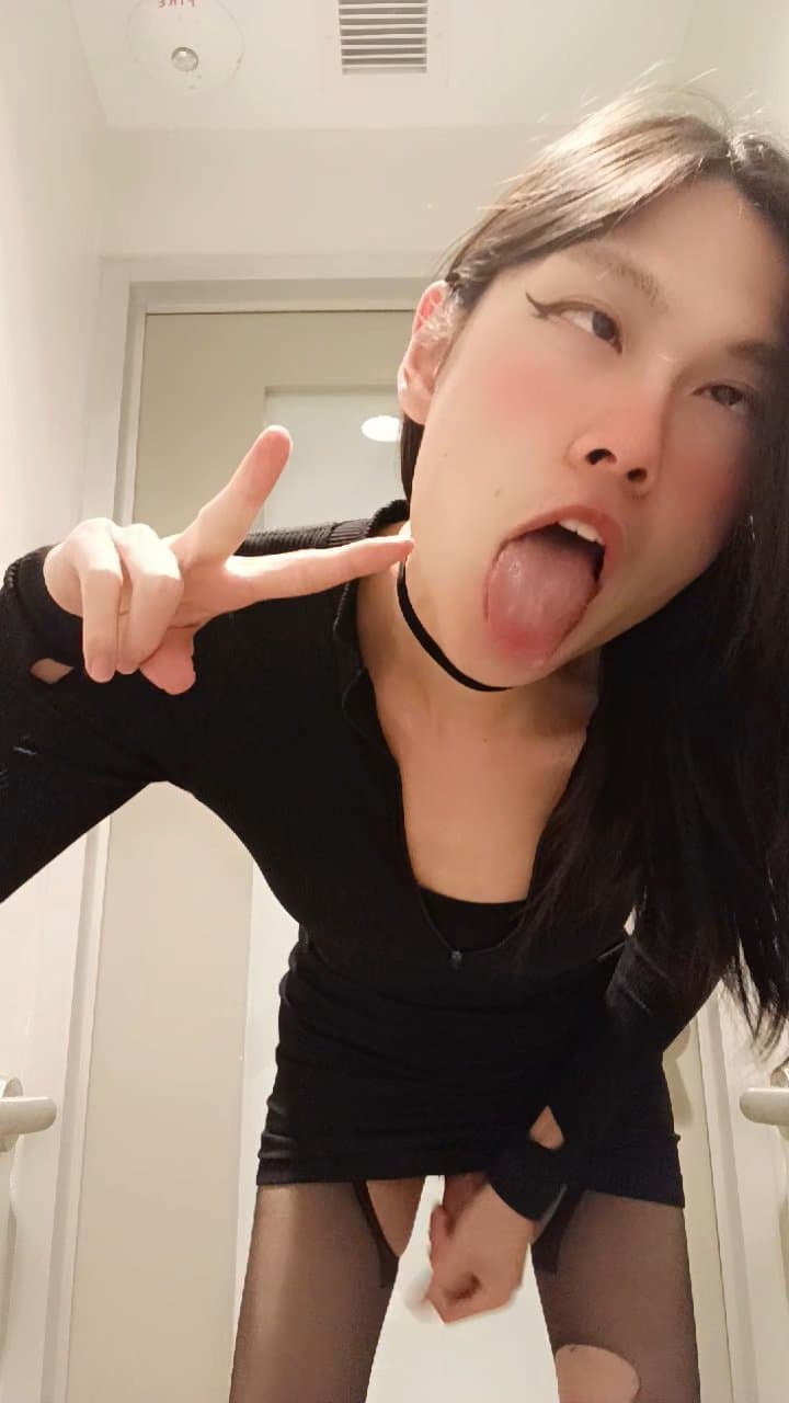 Femboy masturbating in school bathroom, wishing someone can fuck me into a drooling ahegao whore