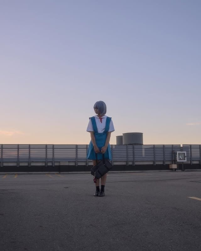 Asian School Girl Cosplay Rei Ayanami