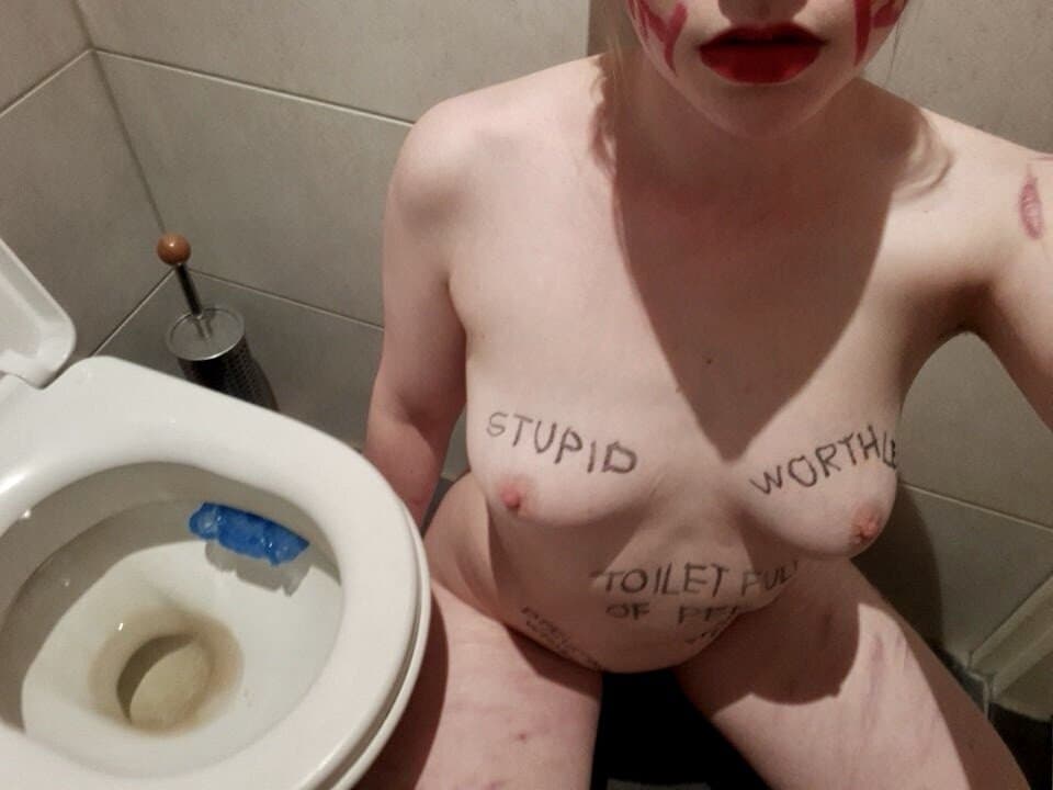 humiliated webslut licks dirty toilet