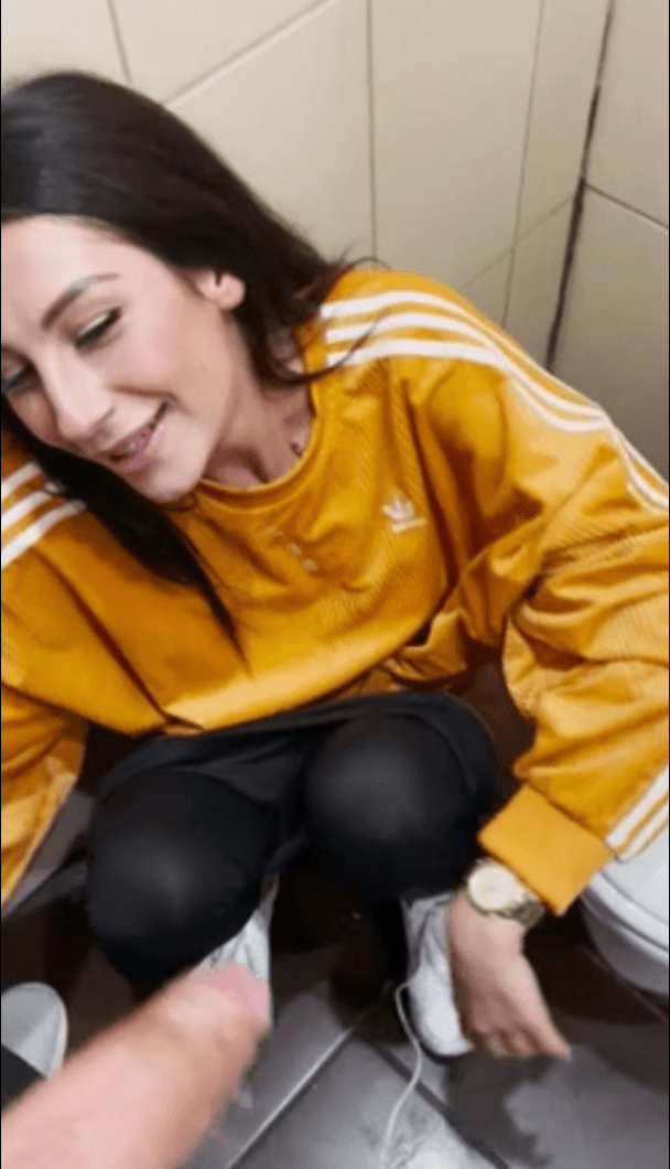 Horny Teens Risky Blowjob In Public Bathroom