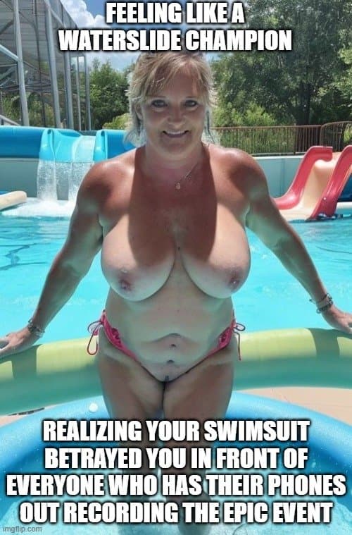 Joanne Tanner has Bathing Suit Malfunctions at Waterpark