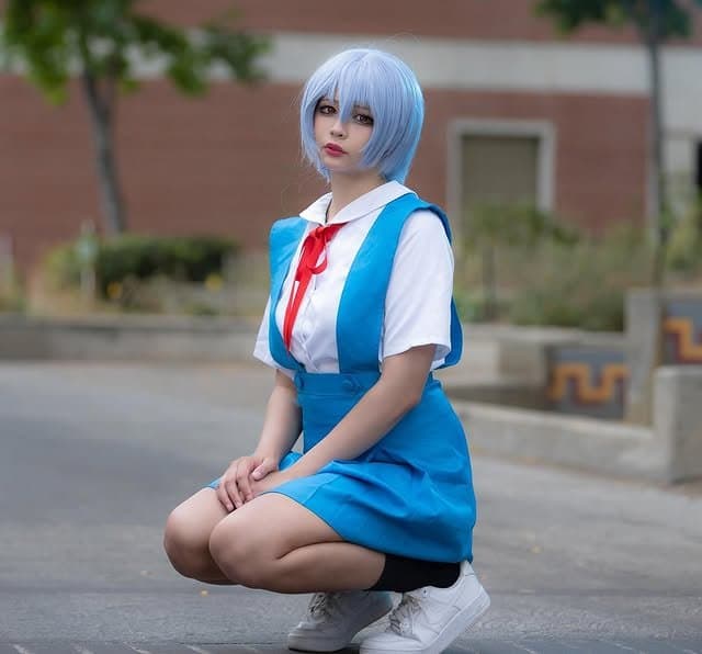 Asian School Girl Cosplay Rei Ayanami